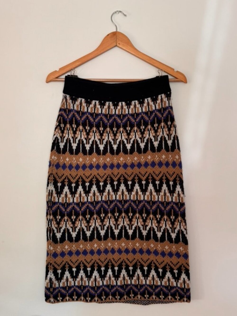 Anthropology patterned lambswool skirt